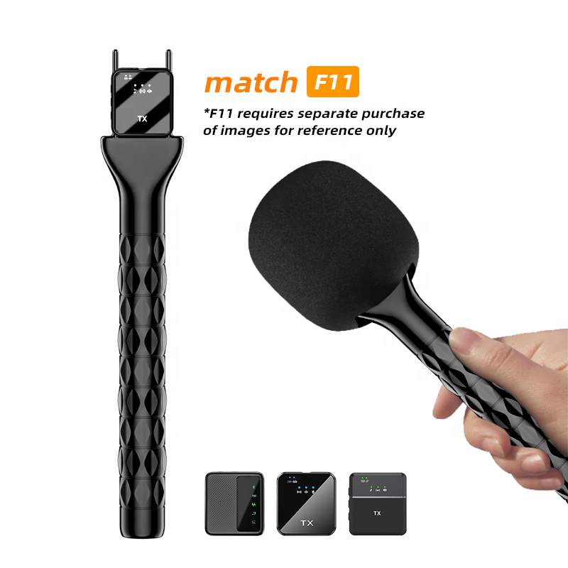 Wireless microphone handheld stick, for interviews