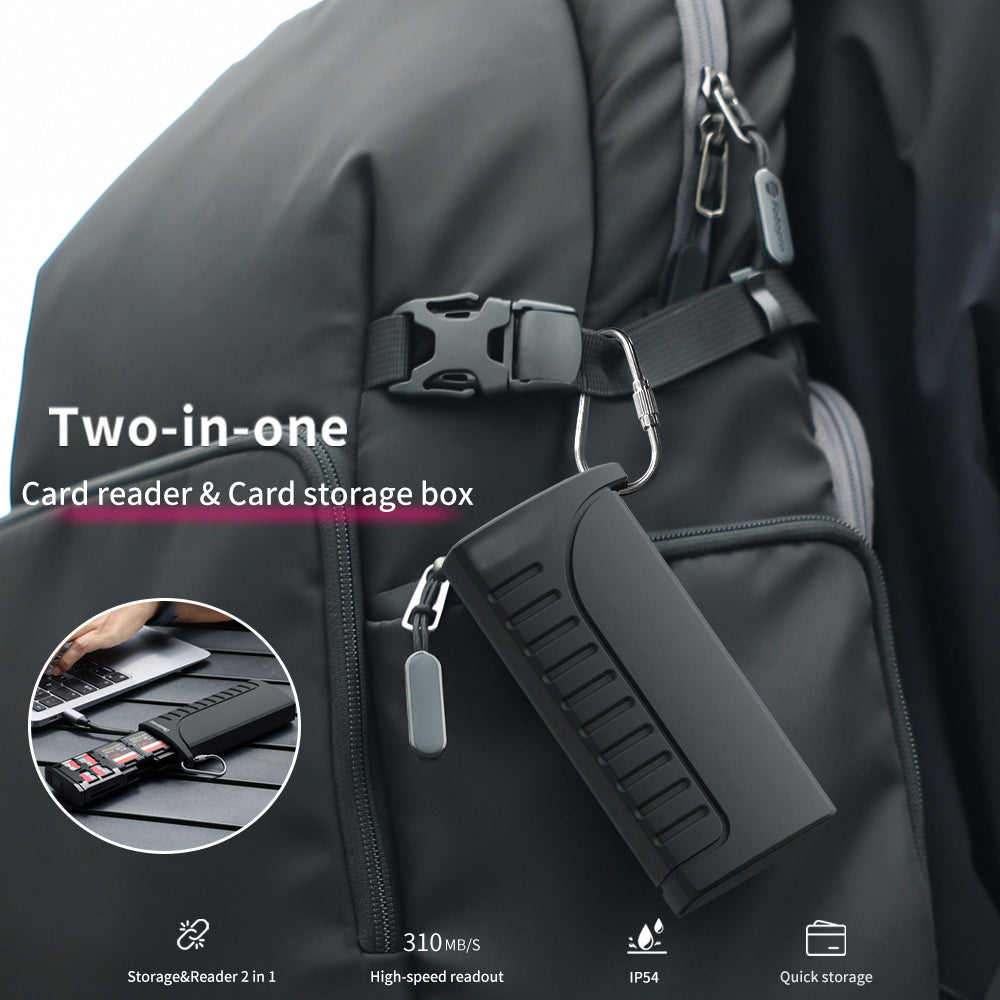 Tokdance Pro Camera Card Reader – 100MB/s SD/TF + Mobile Transfer + Card Storage Box