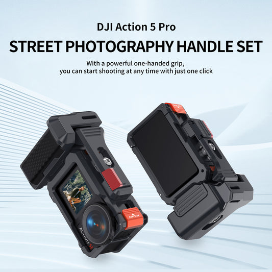 EI01Street Photography Handle Kit for DJI Action 5 Pro - Magnetic Camera Cage & Grip