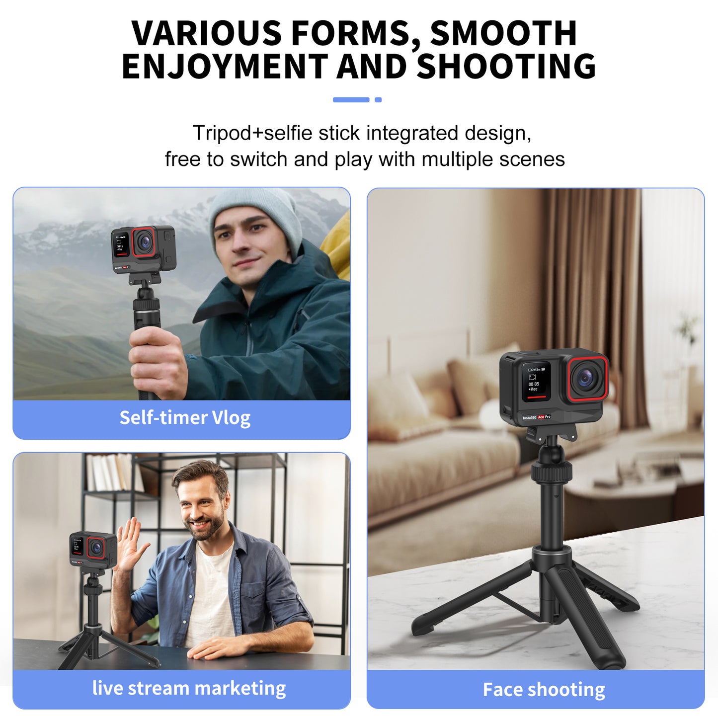 Tokdance ACE Creator Magnetic Tripod – Fast-Swap Magnetic Mount for Insta360 ACE