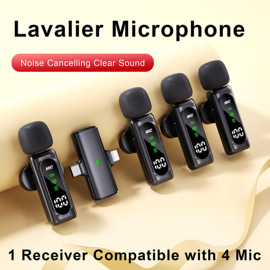 A wireless microphone with one receiver and four microphones.