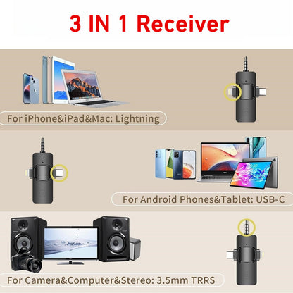 Universal Wireless Microphone for Vloggers, Compatible with Mobile Phones and Cameras