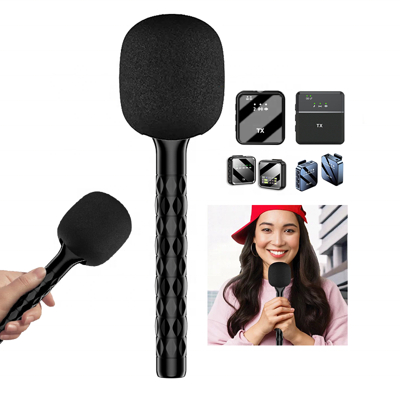 Wireless microphone handheld stick, for interviews