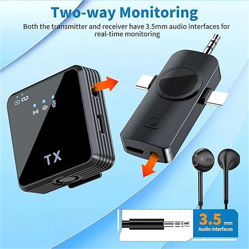 Universal Wireless Microphone for Vloggers, Compatible with Mobile Phones and Cameras