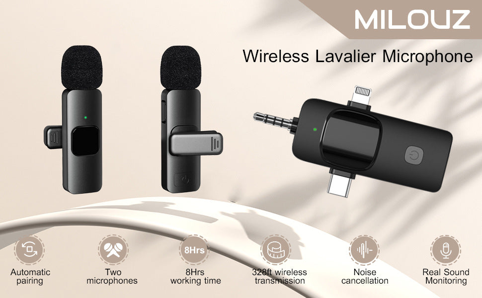 Wireless Microphone for Professional Vlog and Video Recording with Phones and Cameras