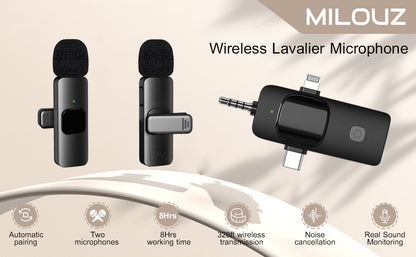 Wireless Microphone for Professional Vlog and Video Recording with Phones and Cameras