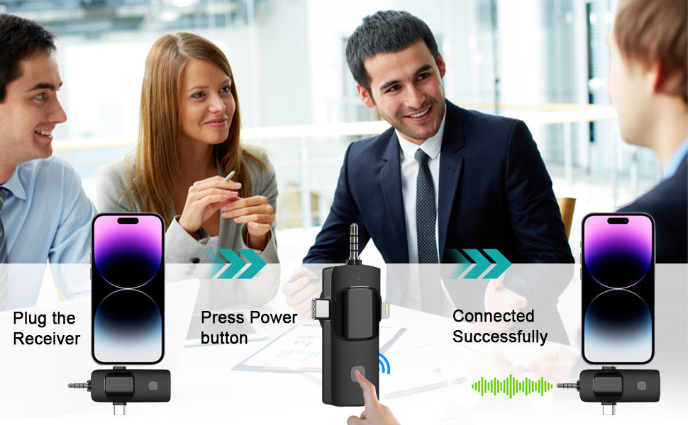 Wireless Microphone for Professional Vlog and Video Recording with Phones and Cameras