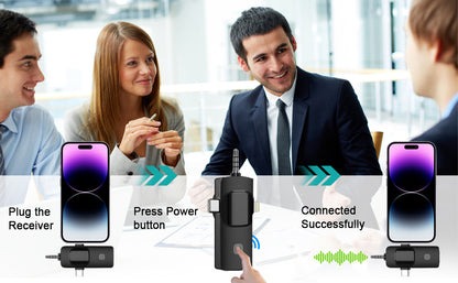 Wireless Microphone for Professional Vlog and Video Recording with Phones and Cameras