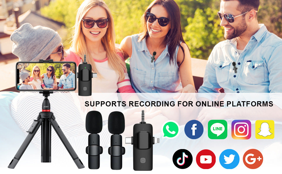 Wireless Microphone for Professional Vlog and Video Recording with Phones and Cameras