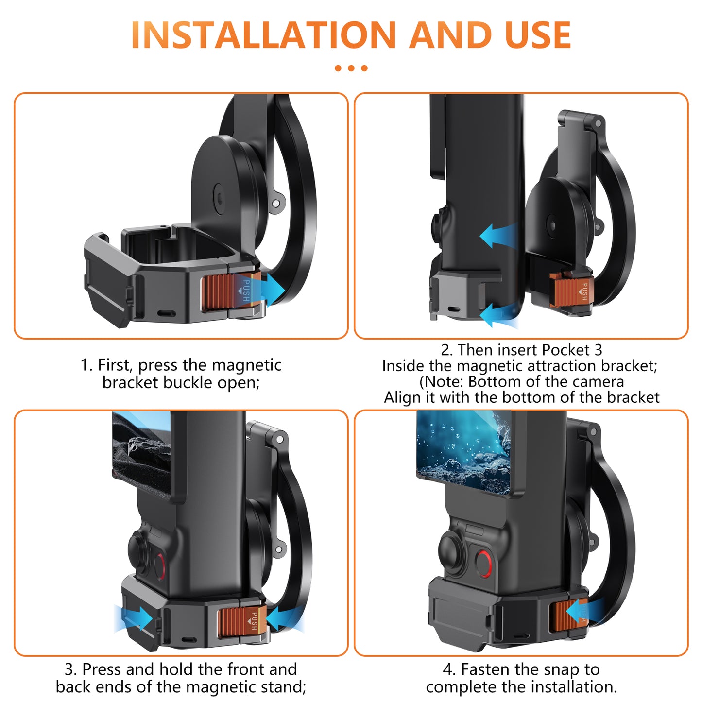 Pocket 3 MagSafe Magnetic Phone Holder Multifunctional Mount Bracket for DJI Pocket 3 and Smartphones