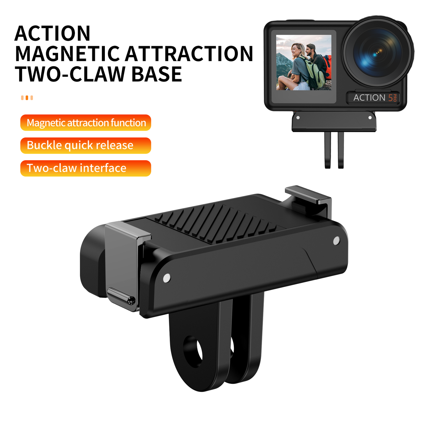 KC07 Two-Prong Mount Base for Action Cameras | ACTION Series Compatible Adapter