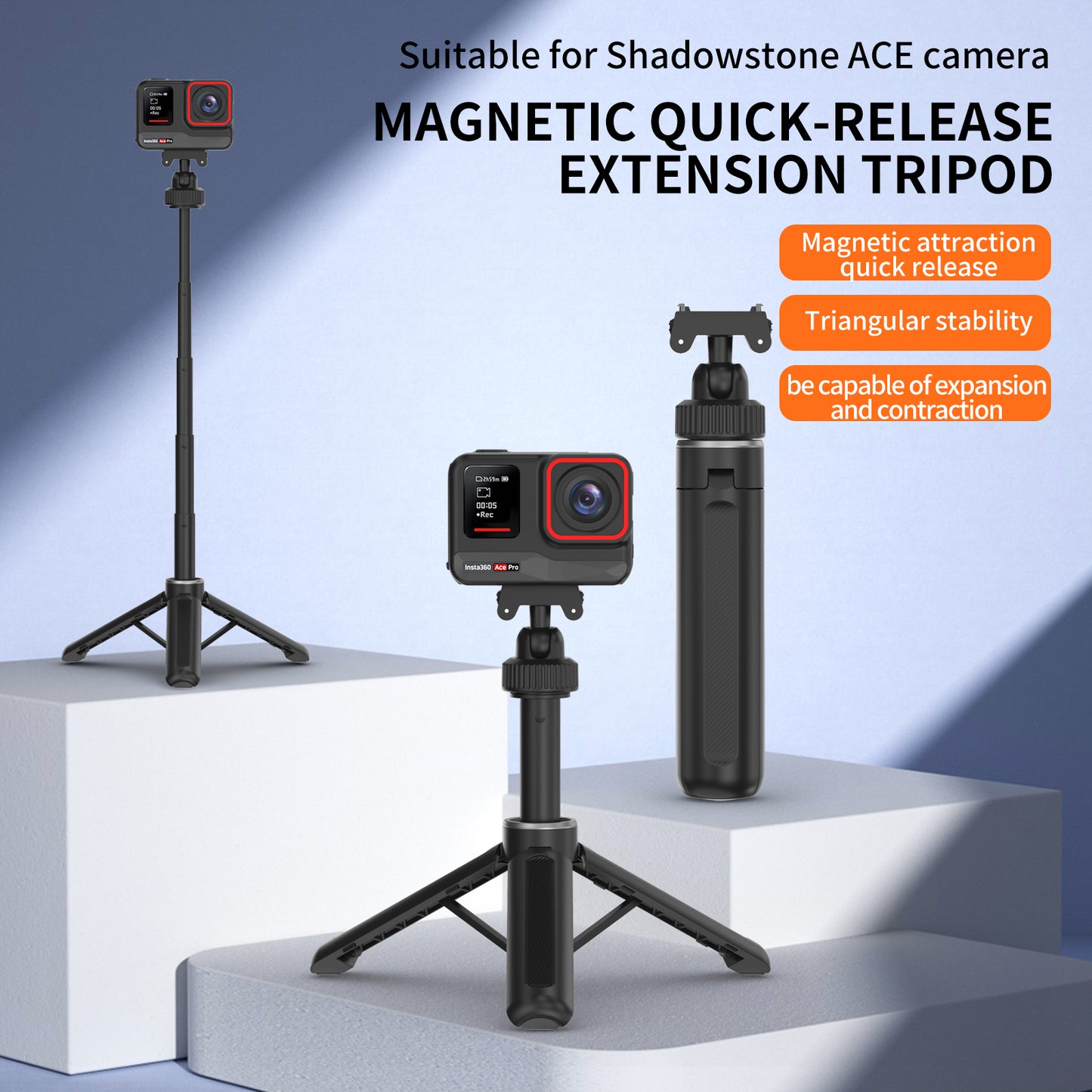Tokdance ACE Creator Magnetic Tripod – Fast-Swap Magnetic Mount for Insta360 ACE