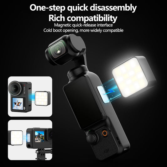 Magnetic Action Camera Fill Light | Portable LED Light for GoPro Insta360 DJI with Magnetic Quick-Mount Design