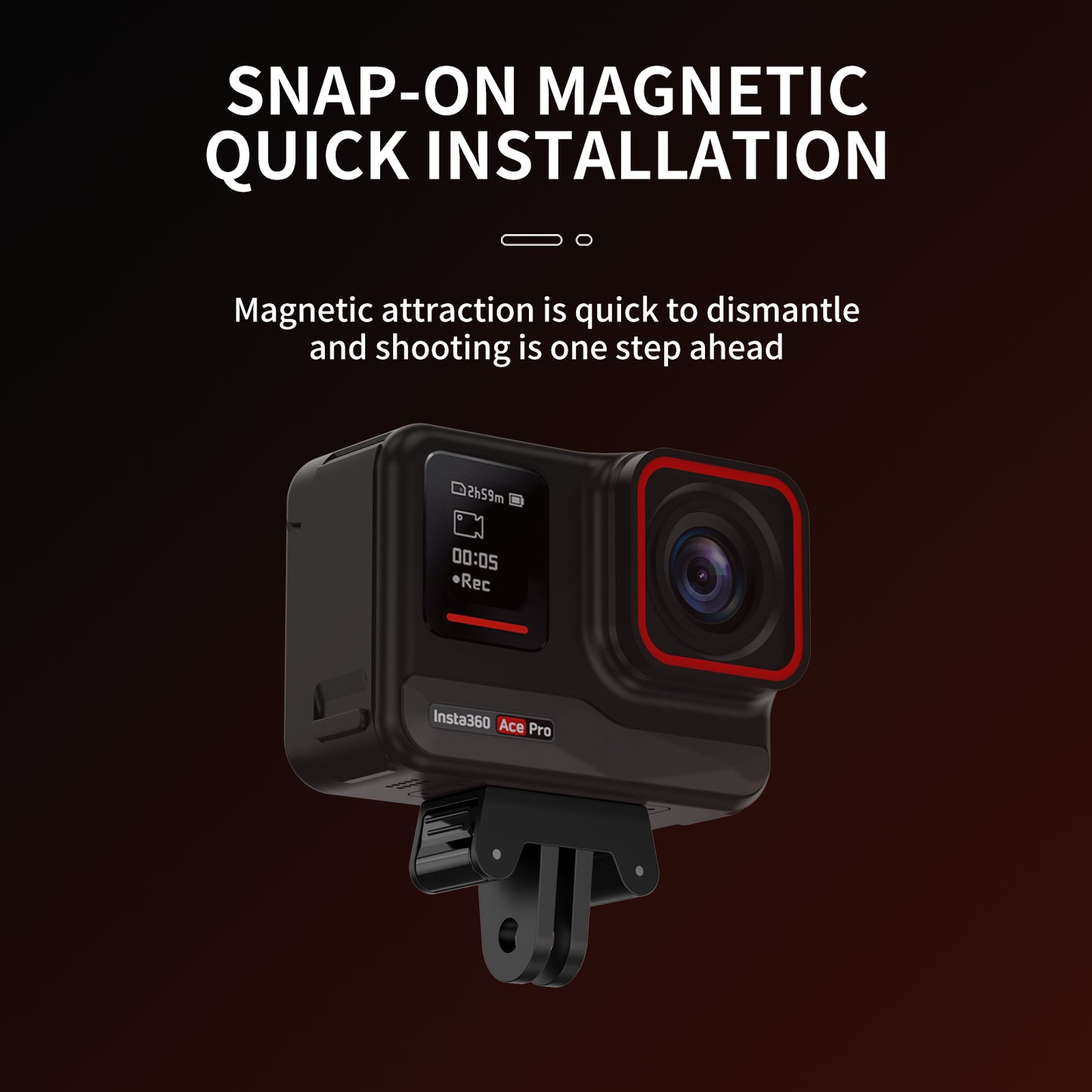 Tokdance Insta360 Metal Action Mount Base – Two-Prong Conversion Adapter