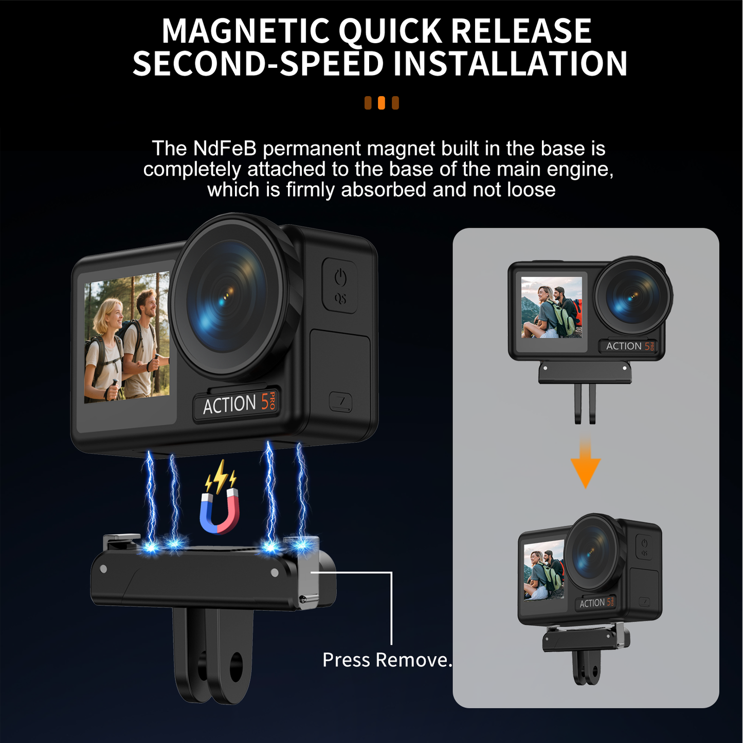 KC07 Two-Prong Mount Base for Action Cameras | ACTION Series Compatible Adapter