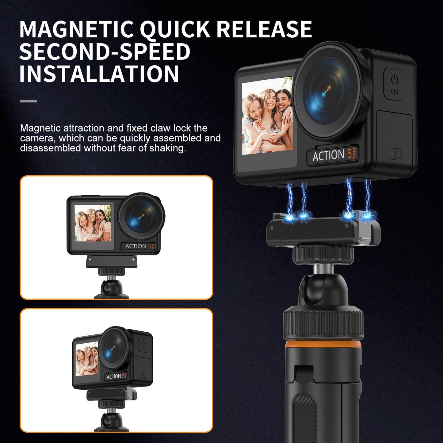 ACTION 1/4 Inch Screw Metal Base Mount for DJI Action Cameras – Universal Tripod Adapter for Stable Shooting