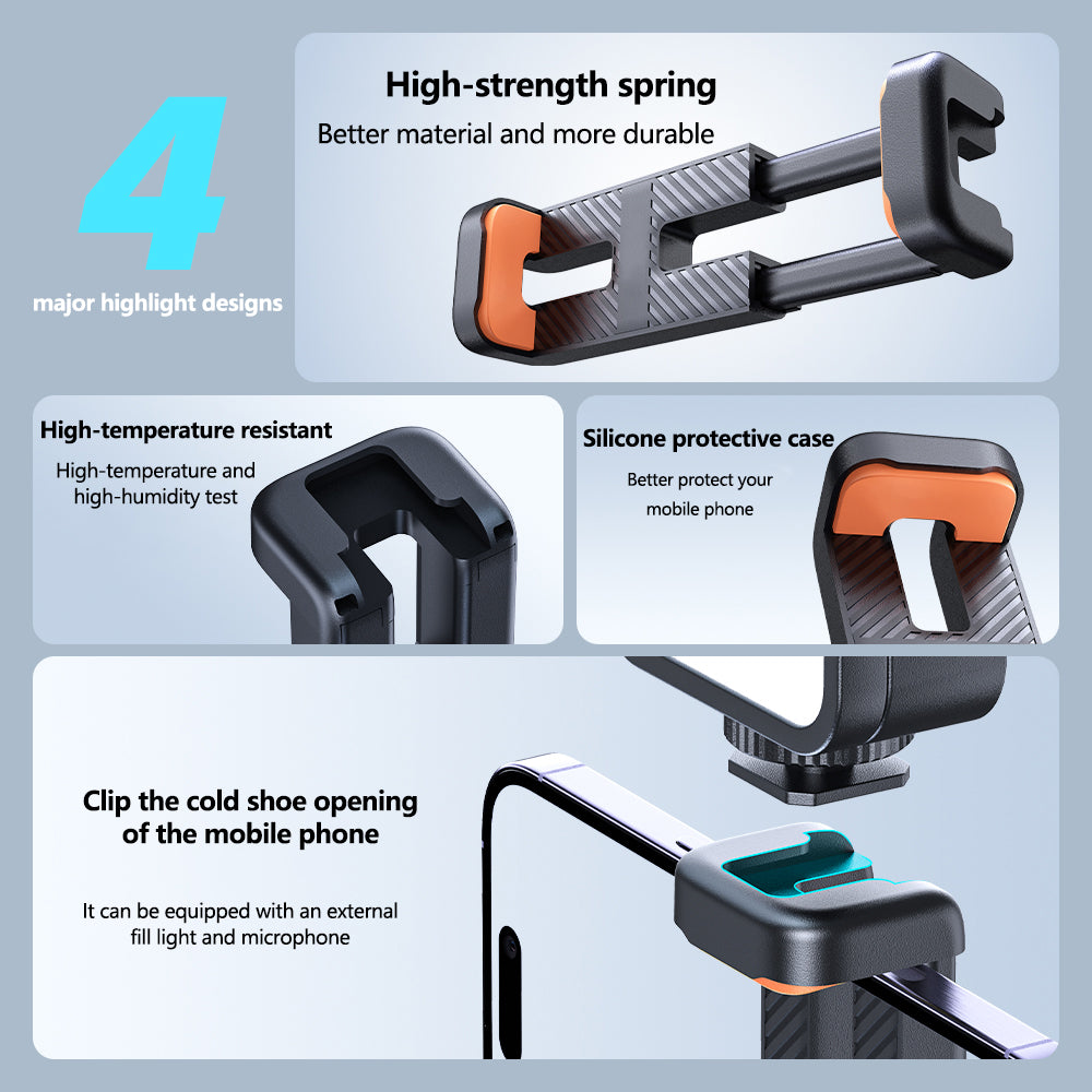 Tokdance Phone Clamp with 1/4'' Screw Mount | Universal Metal Smartphone Holder for Tripods Handheld Rigs and Stabilizers