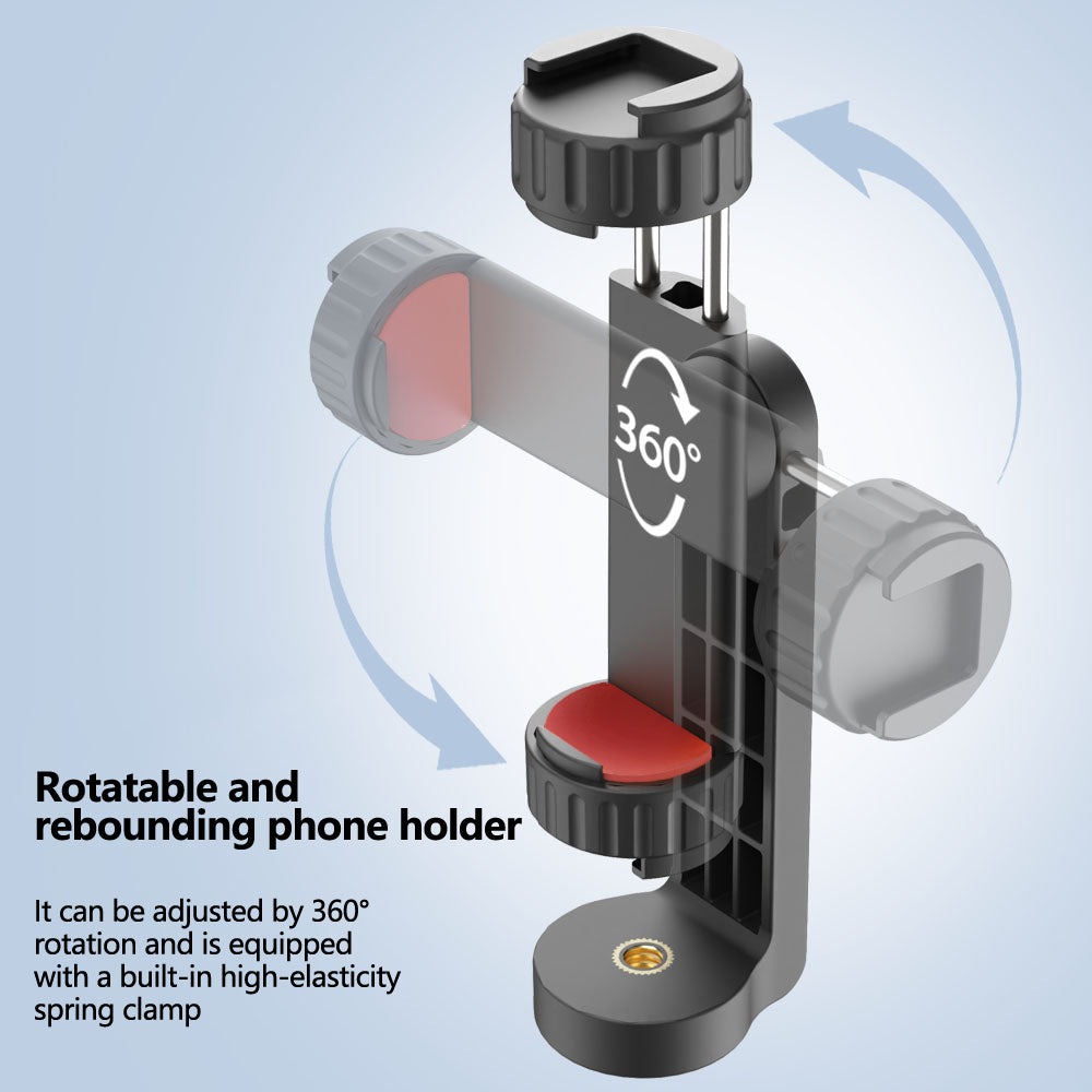 BJ-01 Universal Phone Clamp with 1/4 Mount & Cold Shoe for Light and Mic