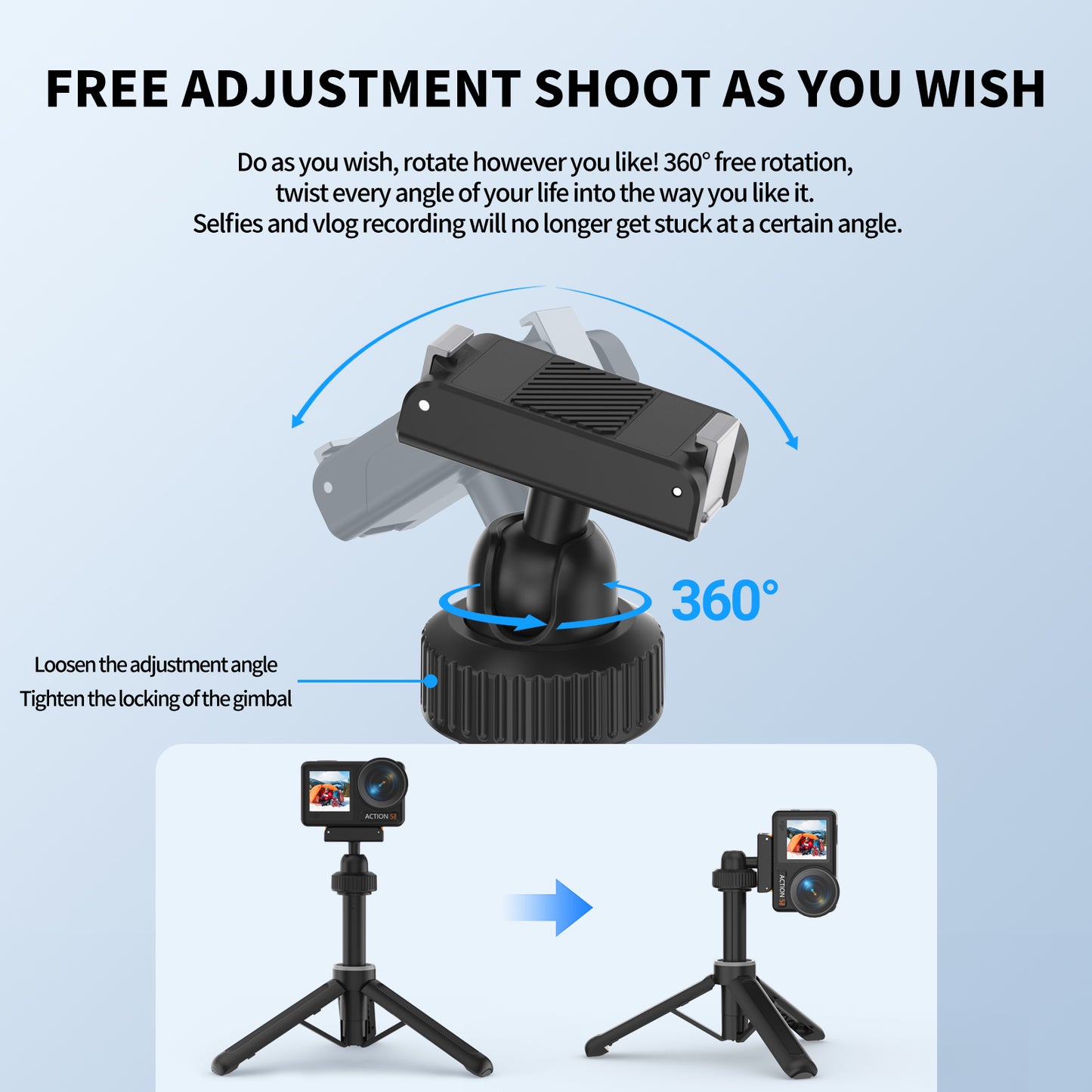 Magnetic Quick Release Tripod Mount for DJI Action Camera Pocket 3 Accessories