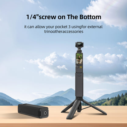 Pocket 3 Charging Handle – Extended Power Grip with Fast Charging and Tripod Mount for Action Camera