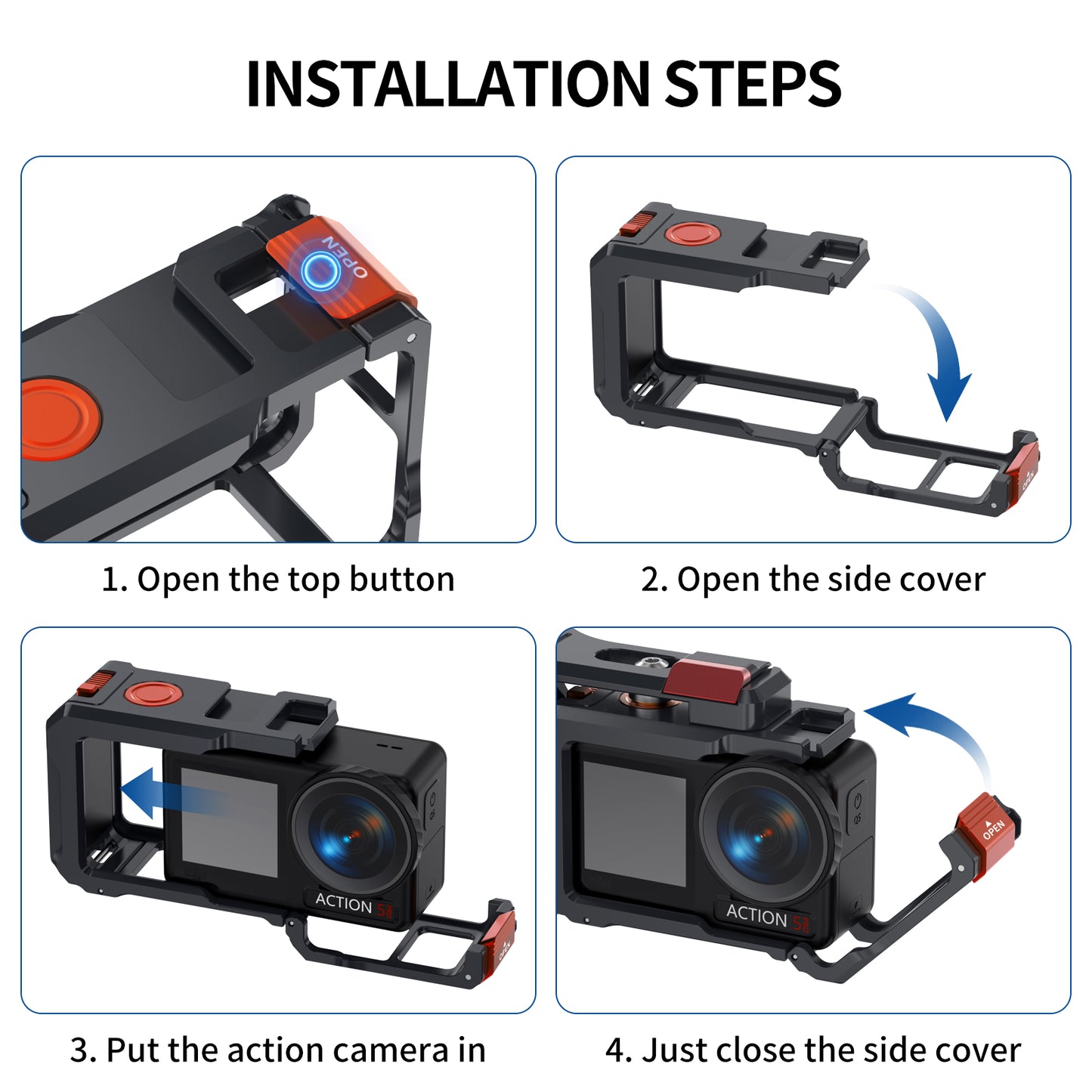 EI01Street Photography Handle Kit for DJI Action 5 Pro - Magnetic Camera Cage & Grip