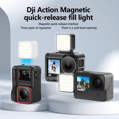 Magnetic Action Camera Fill Light | Portable LED Light for GoPro Insta360 DJI with Magnetic Quick-Mount Design