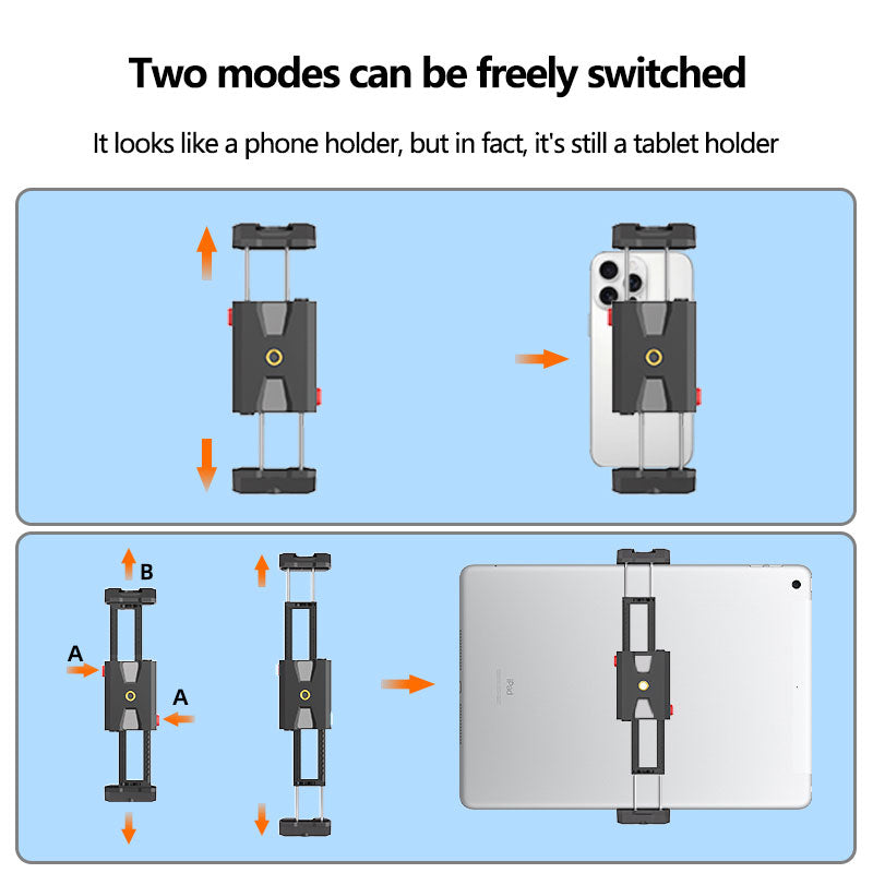 MC01 Adjustable Phone & Tablet Clamp | 1/4" Tripod Mount Compatible Holder