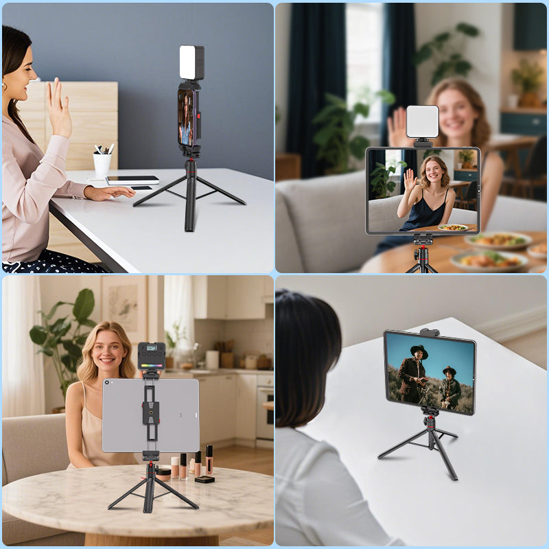 MC01 Adjustable Phone & Tablet Clamp | 1/4" Tripod Mount Compatible Holder