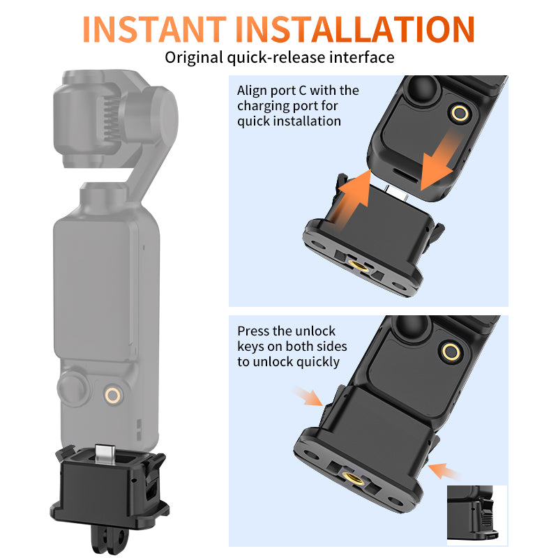 Pocket 3 Quick Release Charging Mount Base for DJI Pocket 3 Camera Accessories