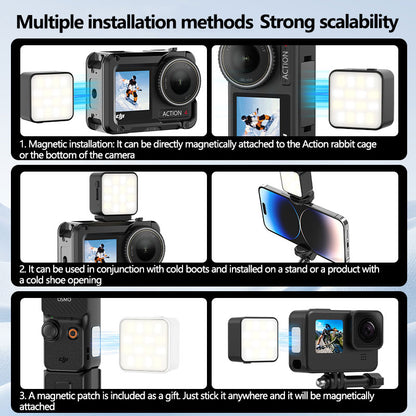 Magnetic Action Camera Fill Light | Portable LED Light for GoPro Insta360 DJI with Magnetic Quick-Mount Design