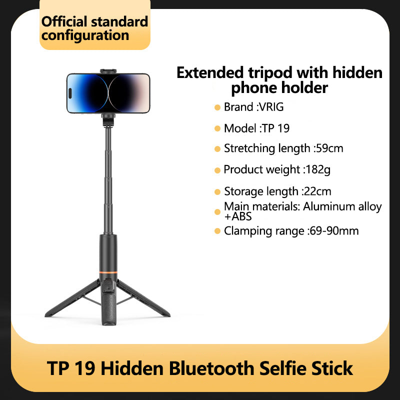103BD Portable Bluetooth Selfie Stick with Concealed Design, 59cm Extendable