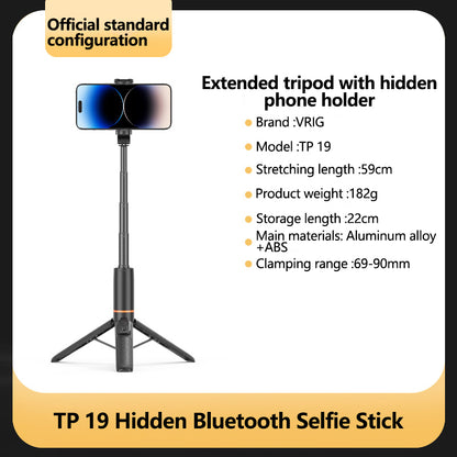 103BD Portable Bluetooth Selfie Stick with Concealed Design, 59cm Extendable